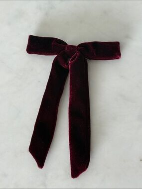 Velvet Bow Hair Tie - Wine Red